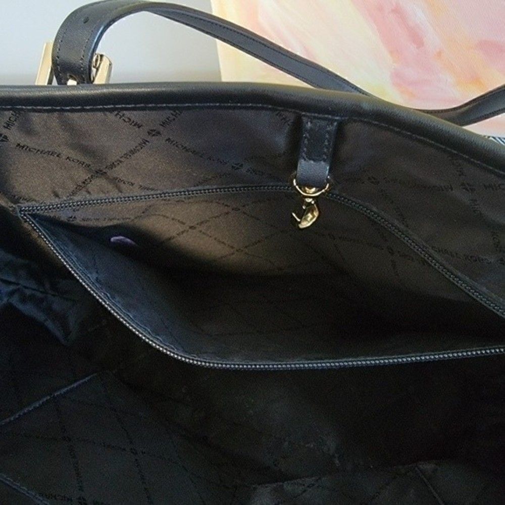 Michael KORS Jet Set Travel Carryall Tote Black Patent Leather MK - Picture 8 of 14